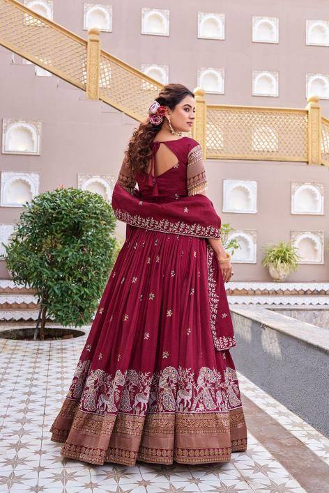 Ram-163 Vichitra Red Lehenga choli manufacturers in Hyderabad